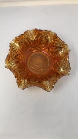 IMPERIAL GLASS IRIDESCENT MARIGOLD BOWL