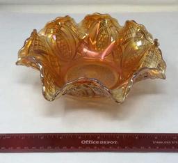 IMPERIAL GLASS IRIDESCENT MARIGOLD BOWL