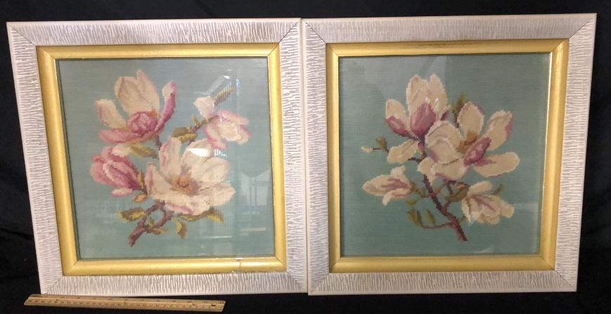 2) FRAMED VINTAGE CROSS STITCH PICTURES