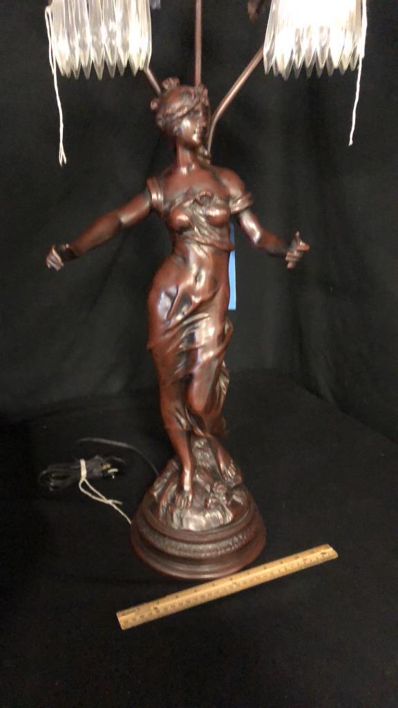 BRONZE GODDESS LADY LAMP