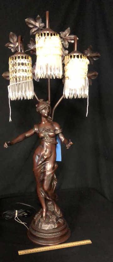 BRONZE GODDESS LADY LAMP