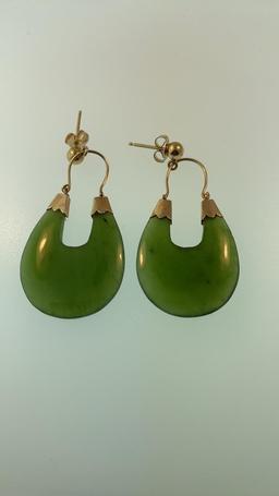 14K YELLOW GOLD & JADE EARRINGS