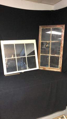 2) VINTAGE WOODEN WINDOWS