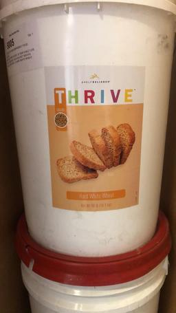 3) THRIVE LIFE 40LB EMERGENCY FOOD BUCKETS.