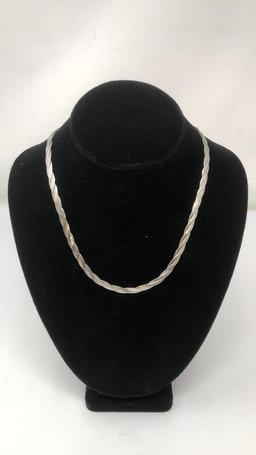 STERLING SILVER  TWIST HERRINGBONE NECKLACE 16G