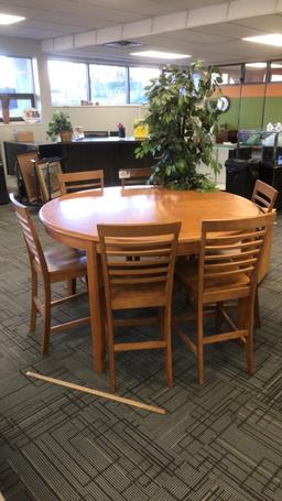 ROUND PUB HEIGHT TABLE & 6 CHAIRS.