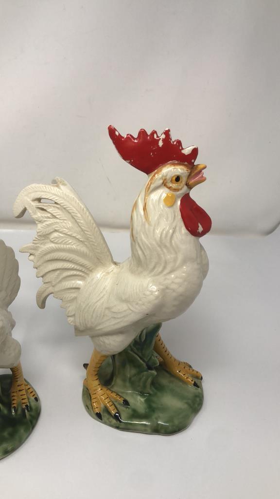 2) ROOSTER CERAMIC FIGURINES