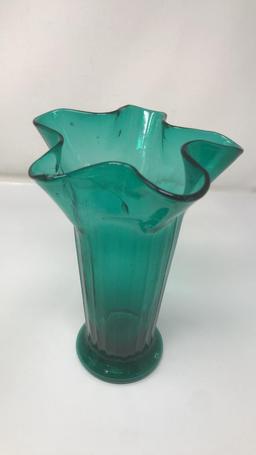 2) ABSTRACT GLASS VASES