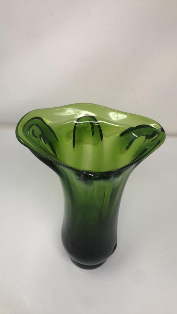 2) ABSTRACT GLASS VASES