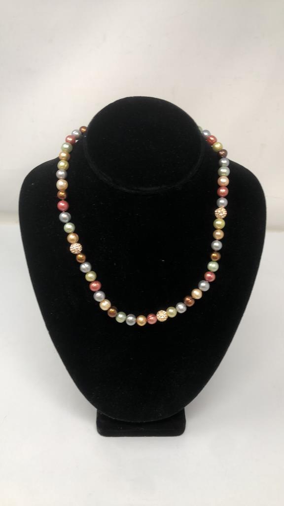 MULTI-COLOR BAROQUE PEARL & CRYSTAL BEAD NECKLACE