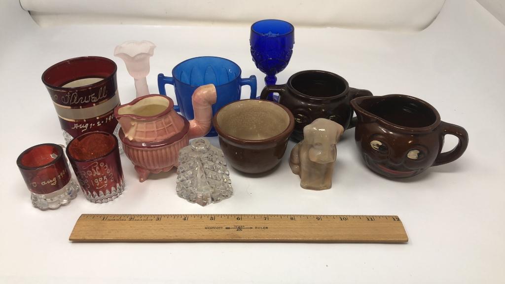 NOVELTY POTTERY & GLASS DRINKWARE AND TRINKETS