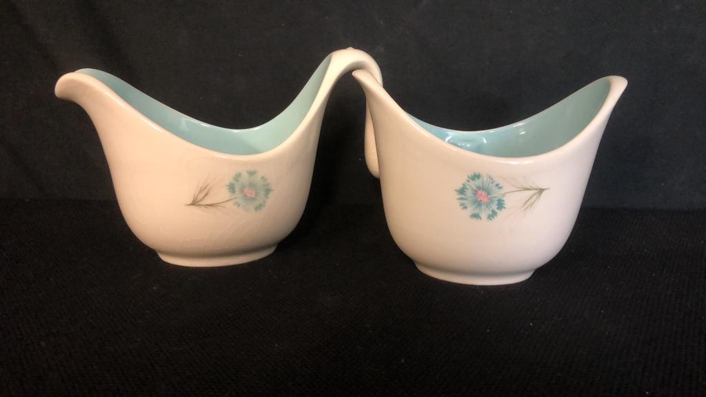 VINTAGE BLUE CARNATION DISHWARE SET