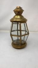 BRASS TEA LIGHT LANTERN WITH ETCHED GLASS