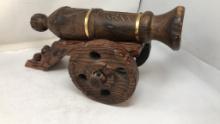 ORNATE WOOD CARVED CANNON