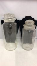 PAIR OF VINTAGE CLEAR GLASS APOTHECARY JARS