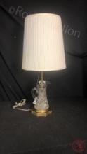 CUT GLASS PITCHER TABLE LAMP WITH SHADE