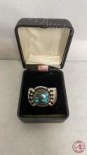 NAVAJO STERLING SILVER & TURQUOISE RING 13G