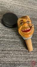 CARVED WOOD CHARACTER BOTTLE STOPPER