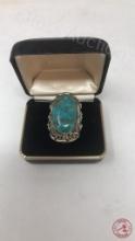 925 SILVER TURQUOISE STATEMENT RING, 16G