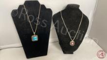 925 STERLING SILVER & STONE PENDANT NECKLACES 37G