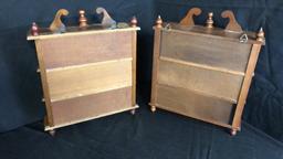 PAIR OF WOOD CURIO SHELVES