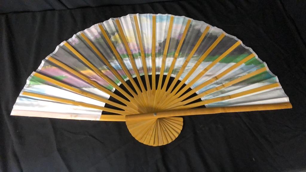 HAND PAINTED ORIENTAL WALL FAN