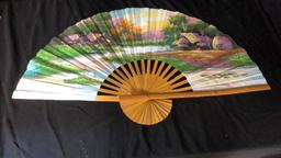 HAND PAINTED ORIENTAL WALL FAN