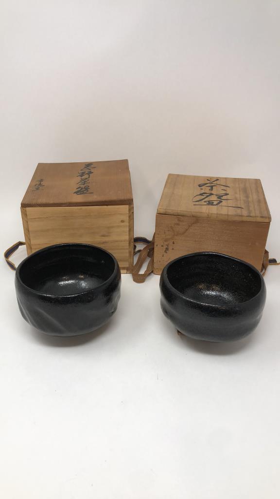 BLACK RAKU CHATO TEA BOWLS