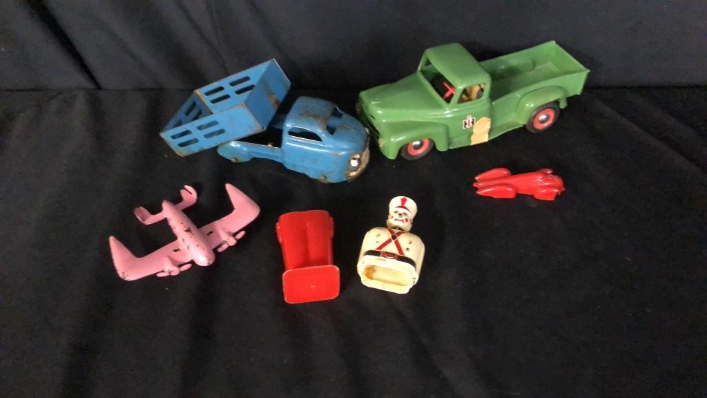 STEEL PRESSED TOY TRUCKS, MINI BARBIE DOLLS, MORE