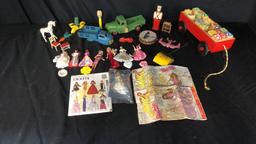 STEEL PRESSED TOY TRUCKS, MINI BARBIE DOLLS, MORE