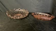 ANCHOR HOCKING RELISH DISH, LACE DEVOR BOWL