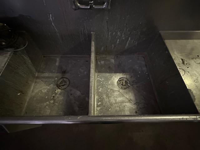 STAINLESS STEEL 2 BAY SINK.