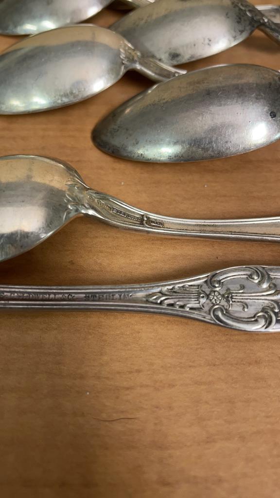 CALDWELL & MORE STERLING SILVER SPOONS, 417gT