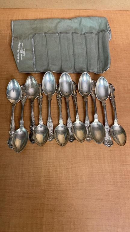 CALDWELL & MORE STERLING SILVER SPOONS, 417gT