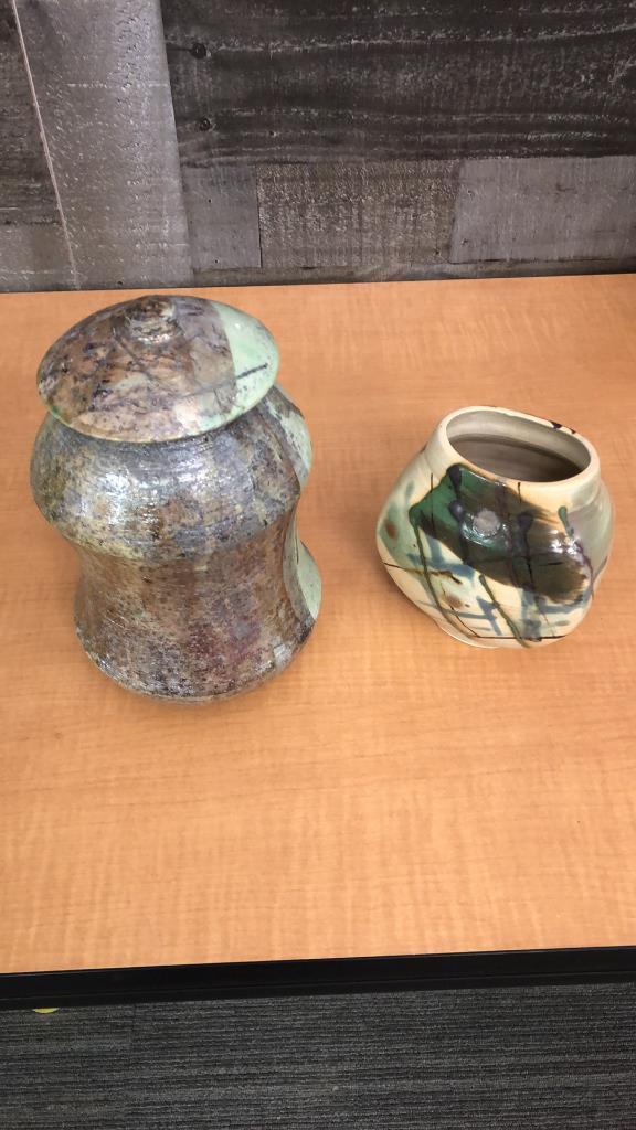 RAKU URN AND HAND GLAZED POTTERY