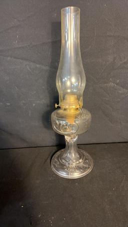 QUEEN ANNE NO. 2 & SMALL GLASS OIL LAMPS