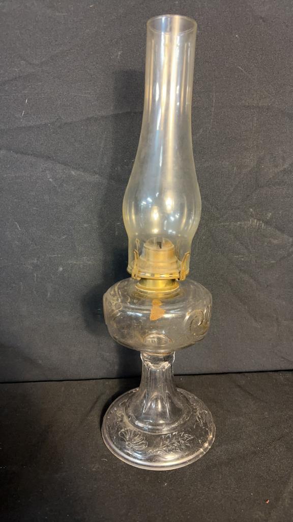 QUEEN ANNE NO. 2 & SMALL GLASS OIL LAMPS