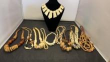 10) WOOD BEAD FASHION NECKLACES