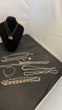 10+) SILVER TONE FASHION NECKLACES