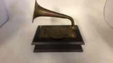 ENESCO BRASS GRAMOPHONE MUSIC JEWERY BOX