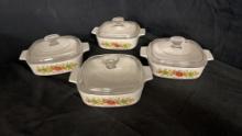 4) CORNINGWARE "SPICE OF LIFE" 1 LITER DISHES