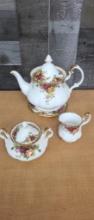 4PC ROYAL ALBERT "OLD COUNTRY ROSES" TEA SERVER