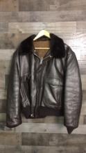 VTG BROWN LEATHER BOMBER JACKET