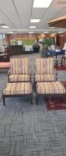 PAIR OF ROCKING PATIO CHAIRS WITH FOOT STOOLS