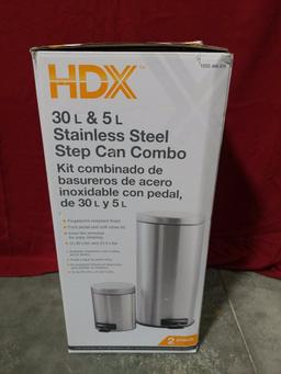 HDX 30 L & 5 L Stainless Steel Step Cam Combo Trashcan