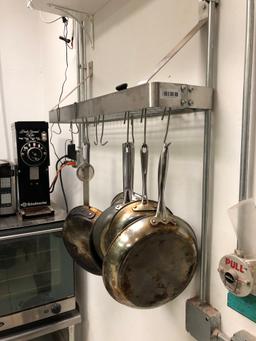 Stainless Steel Pot Rack, Wall Mounted, 9" x 40" Approx.