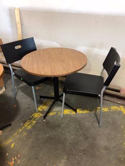 Break Room Table w/ 2 Matching Chairs, Table 30" Round