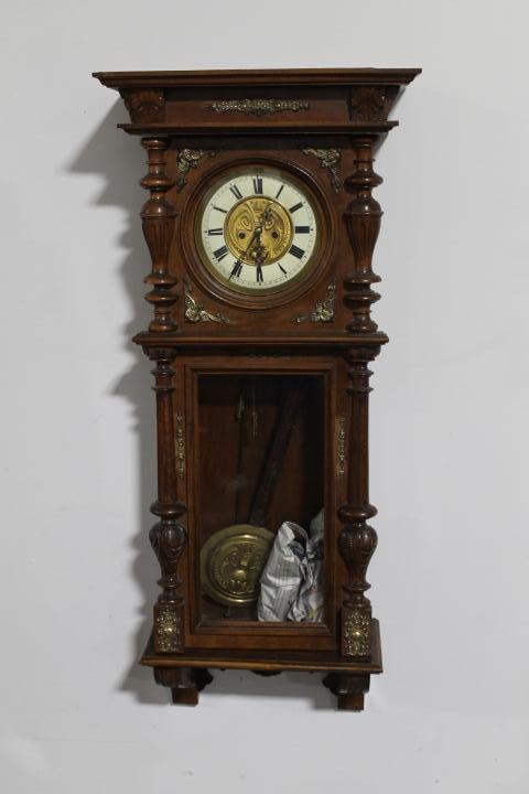 German, Brass Works, 2 Weight Driven Ornate Wall Clock