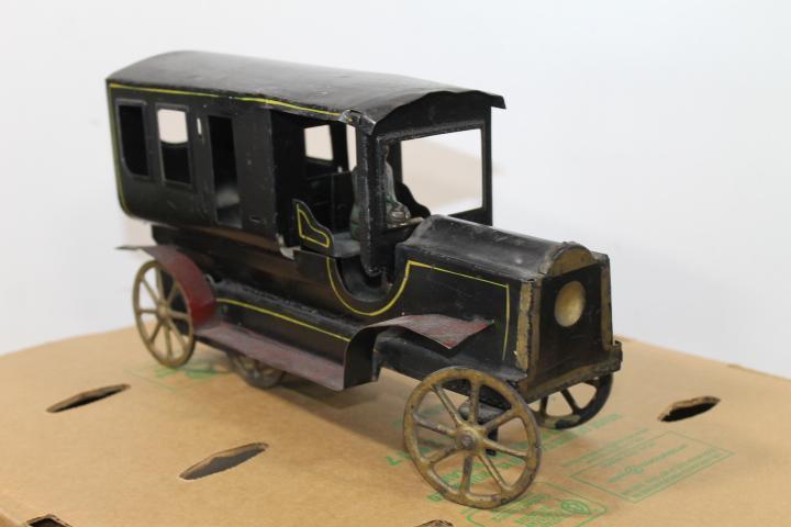 Antique Metal Toy Delivery Truck "Dayton" ? c. Pat. Nov. 2 1907 w/ Orig. Cast Iron Driver, See Pics