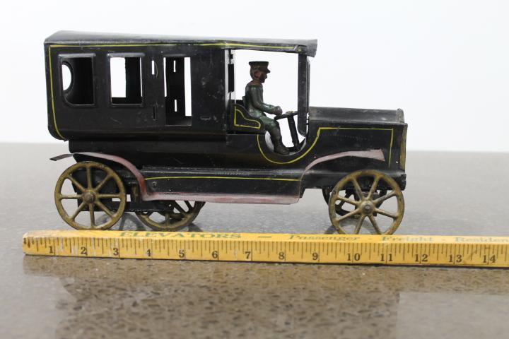 Antique Metal Toy Delivery Truck "Dayton" ? c. Pat. Nov. 2 1907 w/ Orig. Cast Iron Driver, See Pics